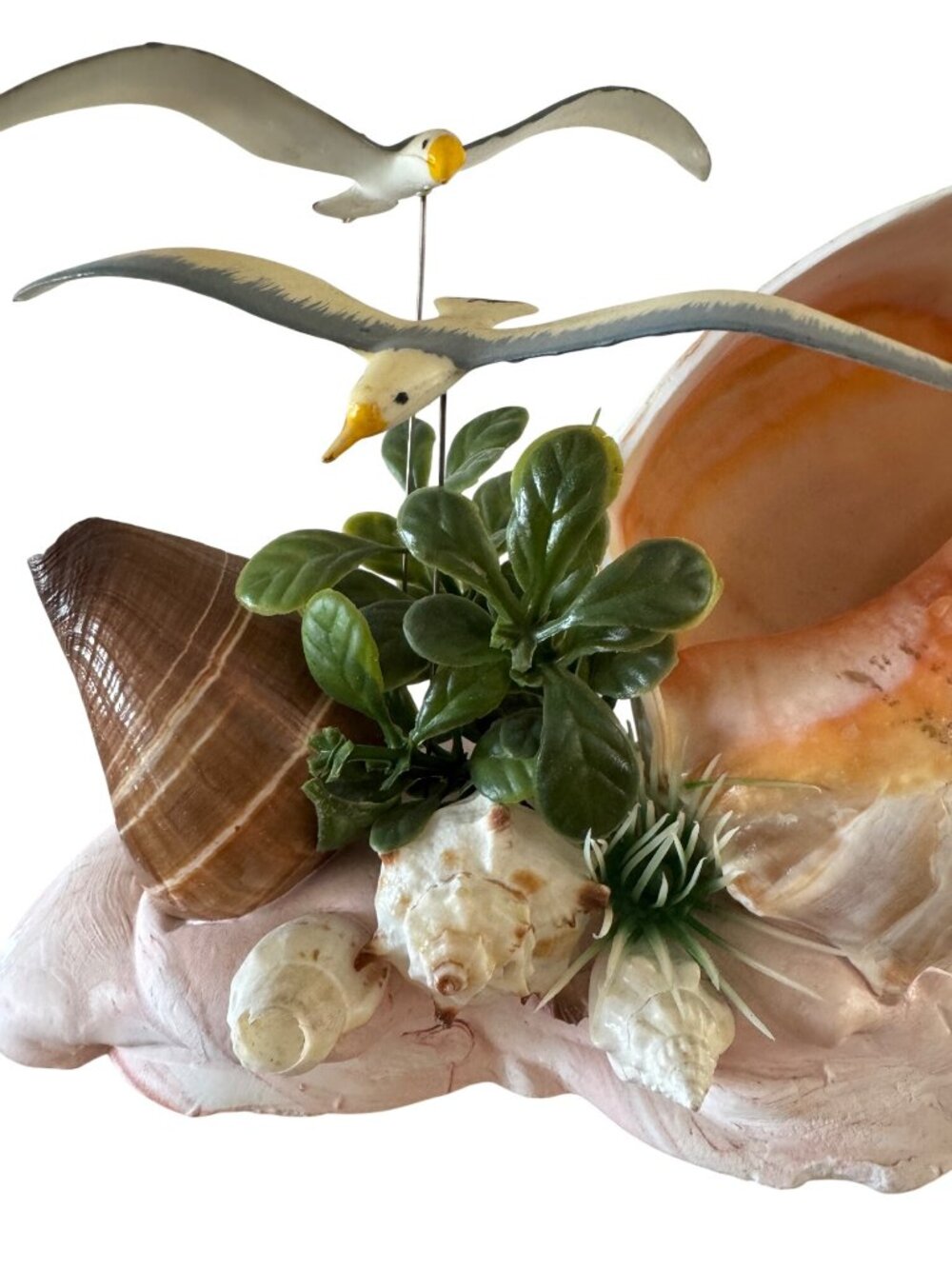 Decorative Seagull & Shell Coastal Home Decor Centerpiece Ocean Theme Figurine - Picture 4 of 7